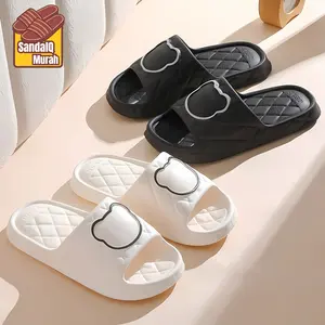 Sandal Selop Karet Wanita 2322 Cewe Sendal Karet Jelly Korea Beruang Polos Bahan Eva Rubber Alas 3cm Anti Slip Nyaman untuk Sehari-hari Merah
