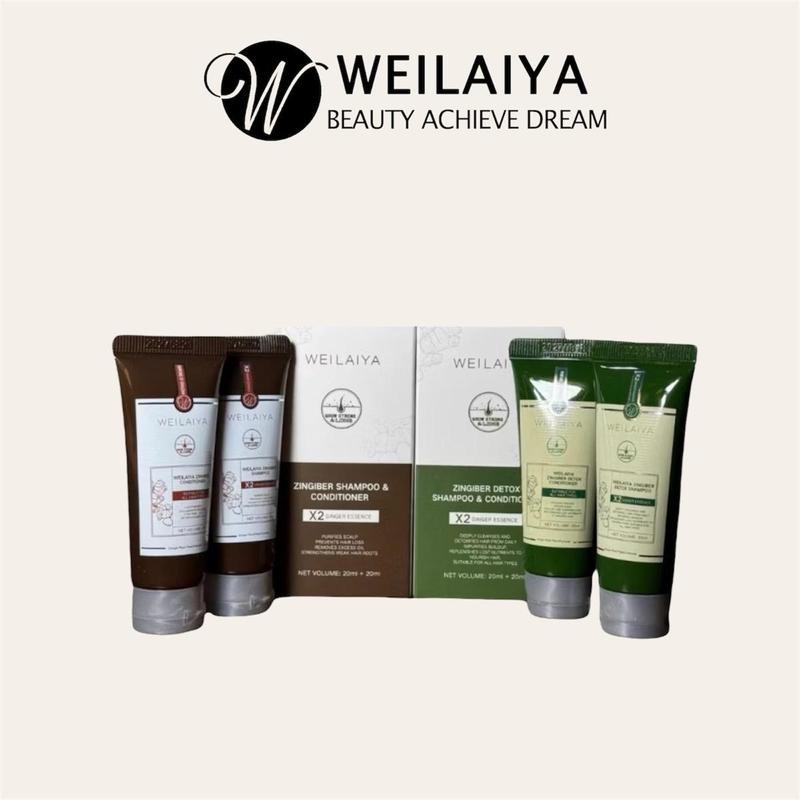Mini gừng luxury Cặp dầu gội và xả tóc thảo dược Weilaiya gừng gội 20ml + xả 20ml Dưỡng Tóc Nữ Detox