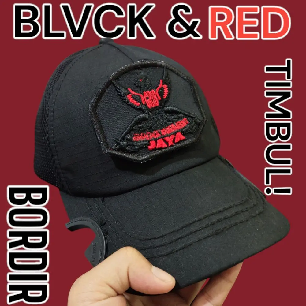 TOPI LAPANGAN GRIB JAYA FULL BLVCK RED TIMBUL TERBARU HANDMADE BEST QUALITY
