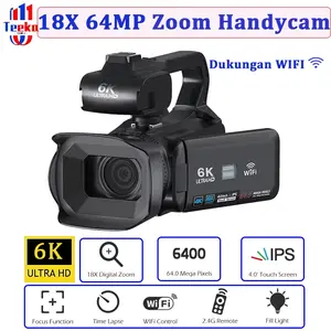 TEEKA [RX200] 64MP 18X Zoom Handycam 6K/60FPS HD Video Camcorder 4500mAh Wifi Digital Video Cameras For Photography Youtube Live Streaming 4 Inch Screen Video Camera Recorder 【Dengan kartu 64GB &amp; remote control】