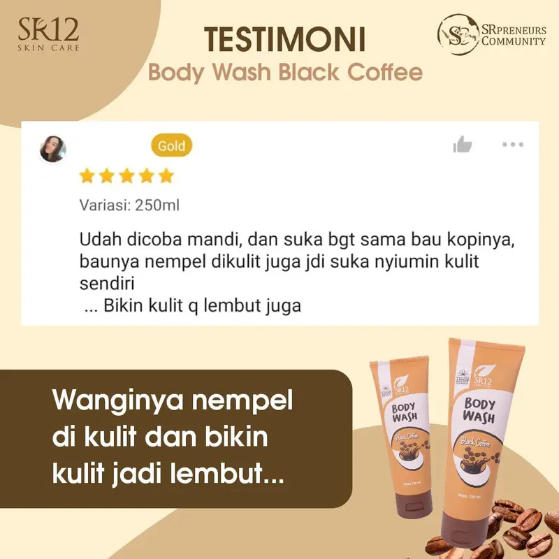 SR12 Body Wash Coffee Sabun Mandi Cair Aroma Kopi Dengan Butiran Scrub Mencerahkan Dan Menyamarkan Noda Hitam 3