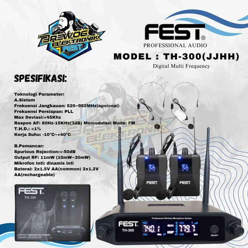 ORIGINAL PRODUK BREWOG FEST INDONESIA | MIC WIRELESS TH-300 (JJHH) 0