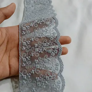 Renda Tile Full Bunga Bordir Renda Tile Pinggiran Lebar 7cm