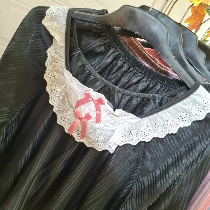 [MIS3131] Oneset Baju Tidur Piyama Wanita Lengan Panjang Celana Panjang Motif Polos Atasan Renda Setelan 5