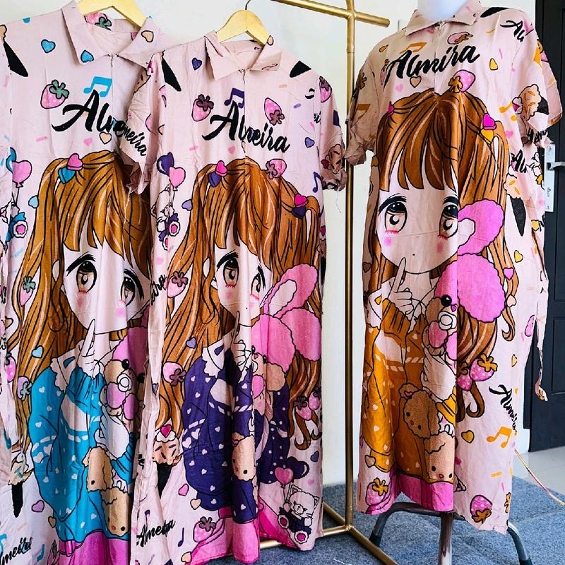 daster almaira gambar kartun boneka lucu Katun Santai Nyaman Tidur Piyama Kain Wanita 1