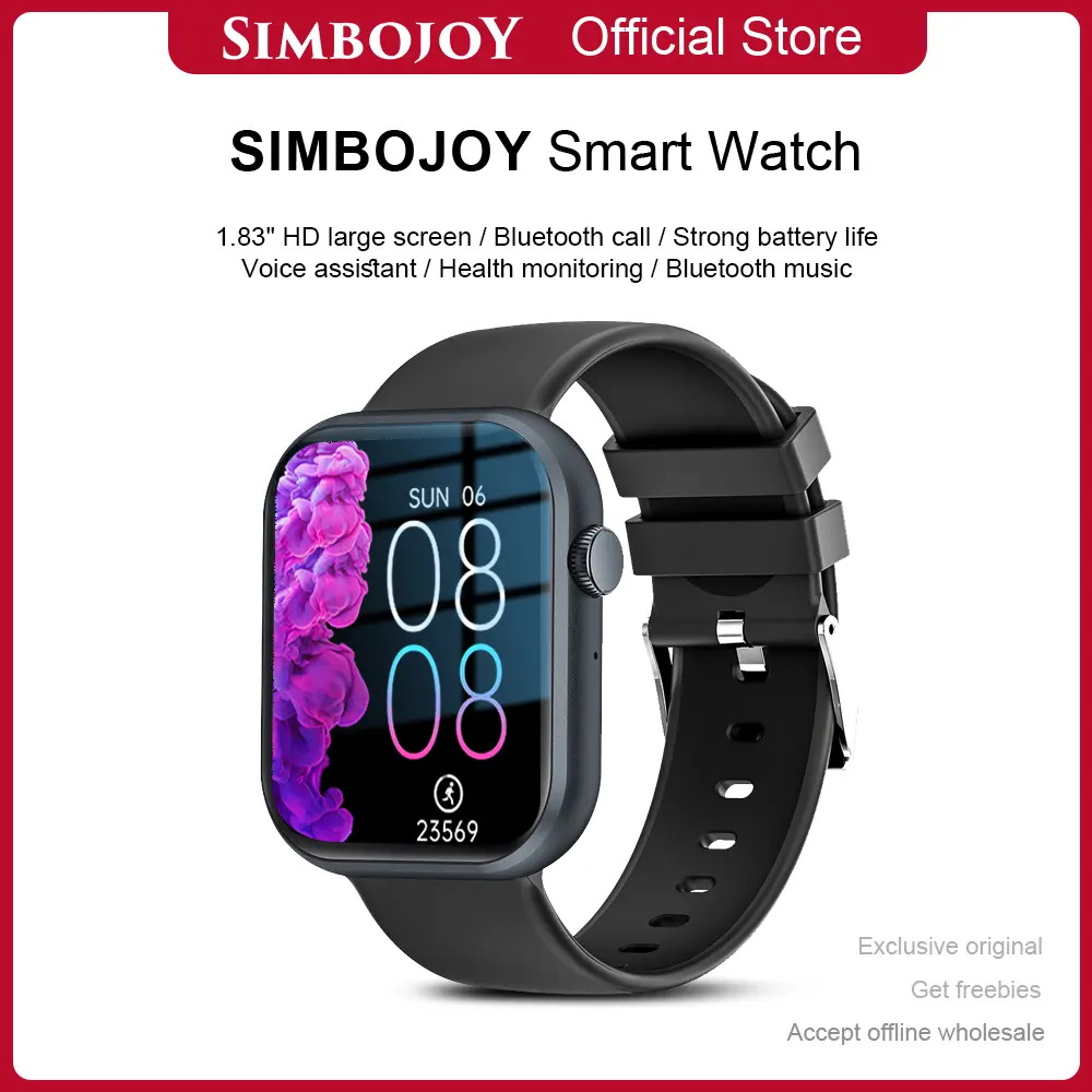 【003Harga telah diganti, cepat beli】Simbojoy SmartWatch 1.83 inch Bluetooth Call Jam Tangan Calculator Custom Wallpaper Smart Watch IP67 Waterproof Wanita Pria  ZN044