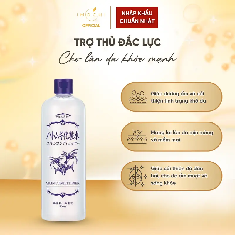 Nước Hoa Hồng Dưỡng Sáng Mịn Da Ý Dĩ Hatomugi Hadariki Conditioner Nhật Bản 500ml 3