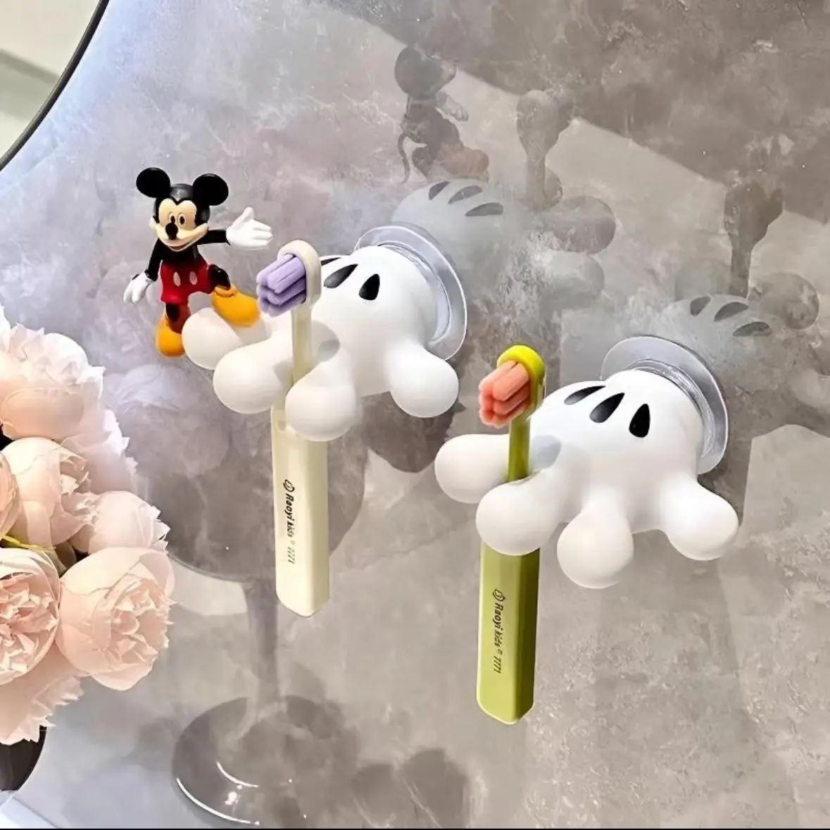 Mickey's Palm Toothbrush Hook Cartoon Toothbrush Holder Suction Cup Hook Non marking Non punching Bathroom Hook Storage Rack Bottles