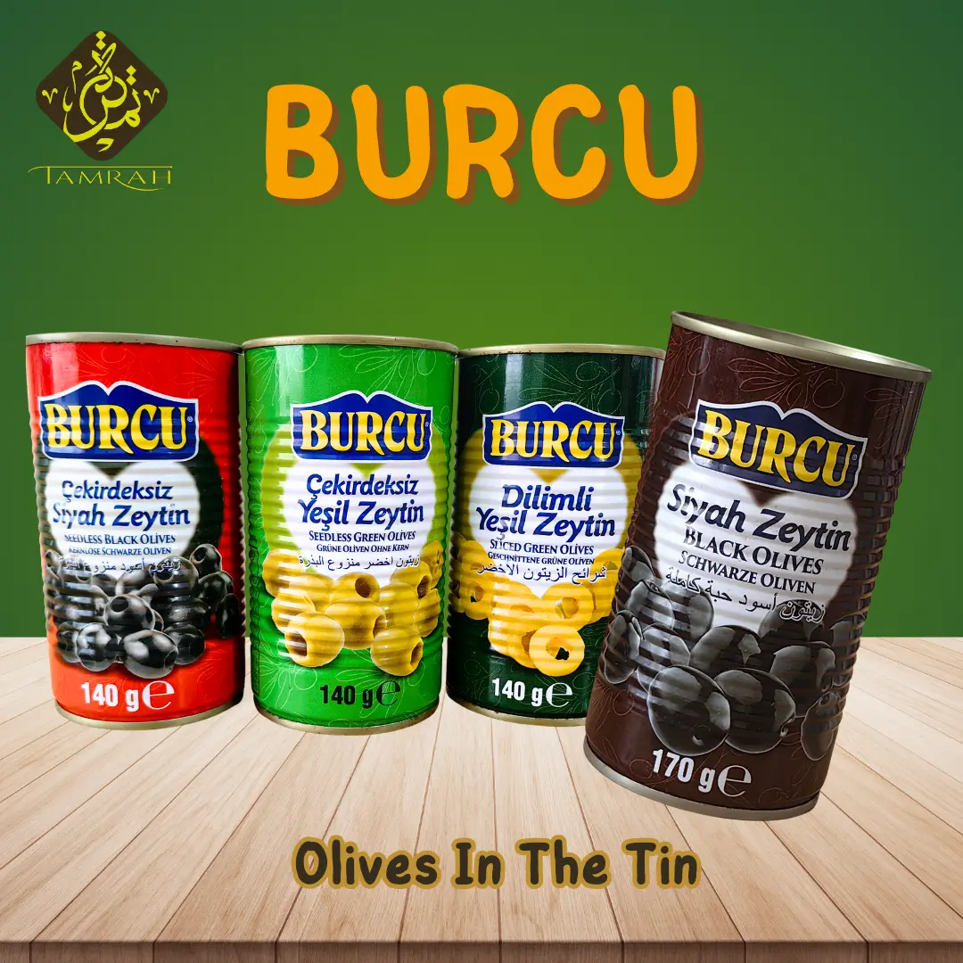 Burcu Olives / Seedless Green Olives / Seedless Black Olives / Sliced Green Olives / 370gm Net Weight / 140gm Drained Weight / High Qualiti Food