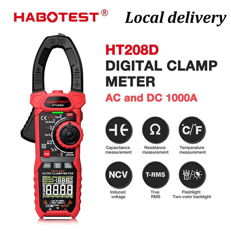 Đồng Hồ Kẹp Kỹ Thuật Số HABOTEST HT208 HM803 Đo AC DC True-RMS NCV Đồng Hồ Vạn Năng Chuyên Nghiệp Đo Điện Áp Và Dòng Điện Kẹp Đồng Hồ Đo Dòng Điện Áp
