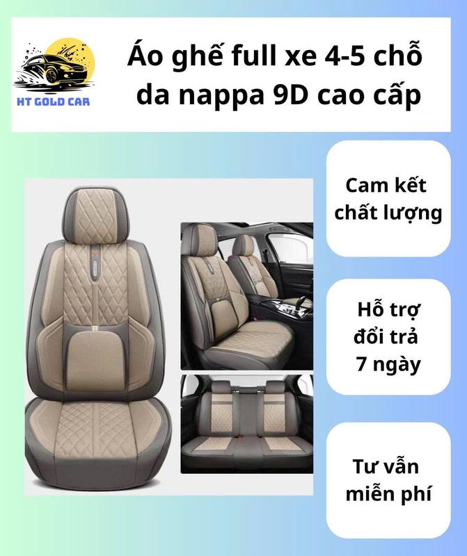 HT GOLD CAR Áo Ghế Da Nappa 9D Loại 1 Cao Cấp mã HT01 Chống Trượt Ôm Form Ghế Chống Bám Bụi Nâng Tầm Nội Thất Ô Tô Sang Trọng & Đẳng Cấp