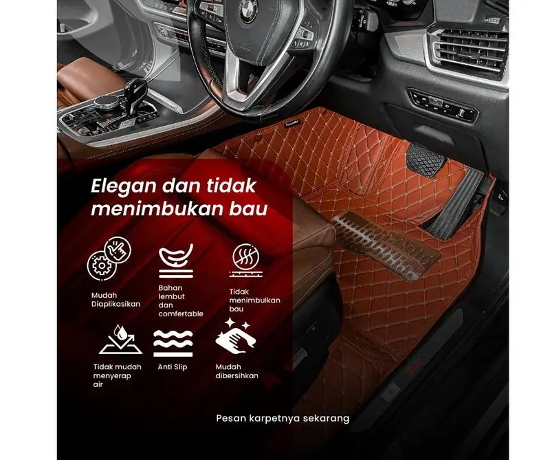 JK Karpet Mobil kulit 5 Pcs 2 Baris  waterproof premium|Universal bisa diaplikasikan ke semua mobil Car 1