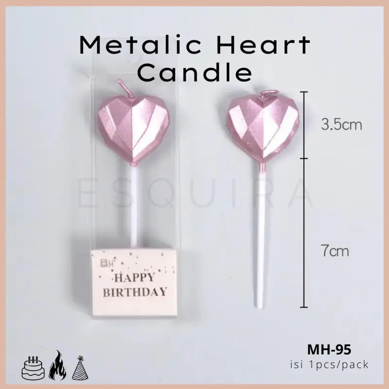 (ESQ) Metalic Heart Candle / Lilin Ulang Tahun Love / MH-95 2