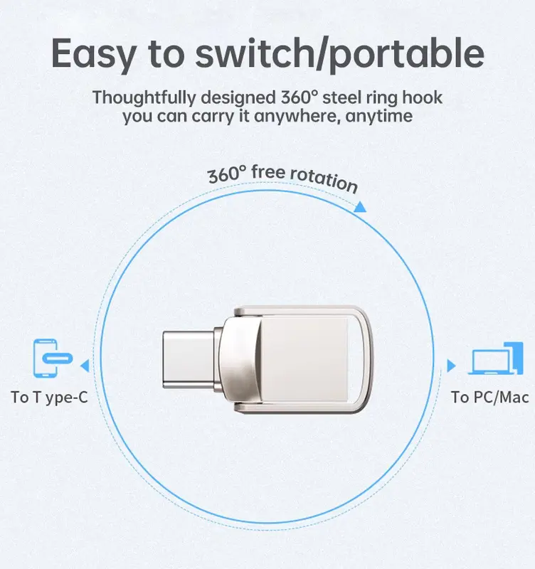 Flash Drive Mini Pen Drive USB 3.1 Type C High Speed 1TB 2TB 512GB 64GB 128GB 256GB 32GB 512GB Memory Stick - Otg, Storage 4
