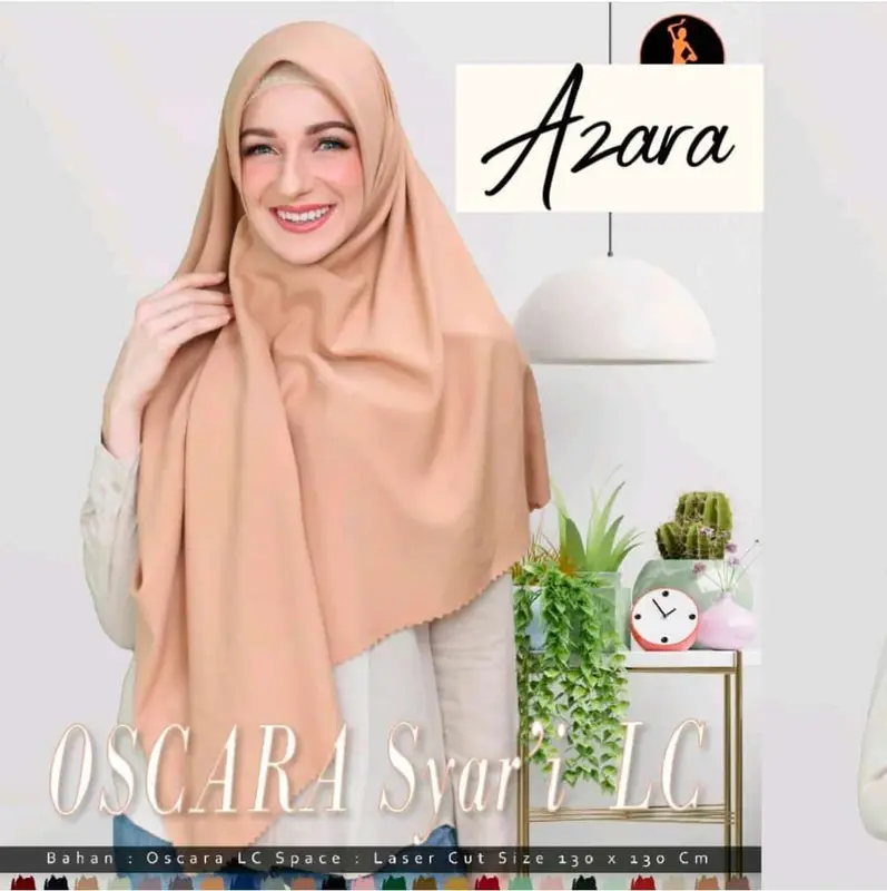 Hijab Segi Empat Syar'i Oskara LC (130x130 cm) By Azara / Voal Miracle Azara - Muslim, Square, Kerudung 2