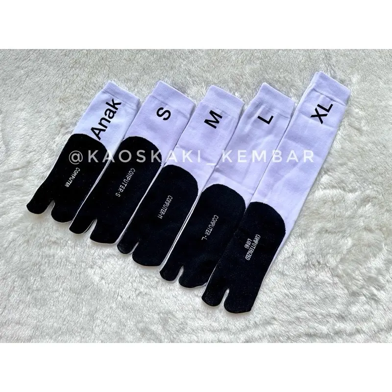 NOKEMAS Kaos Kaki Jempol Nylon PUTIH Telapak Hitam Computer