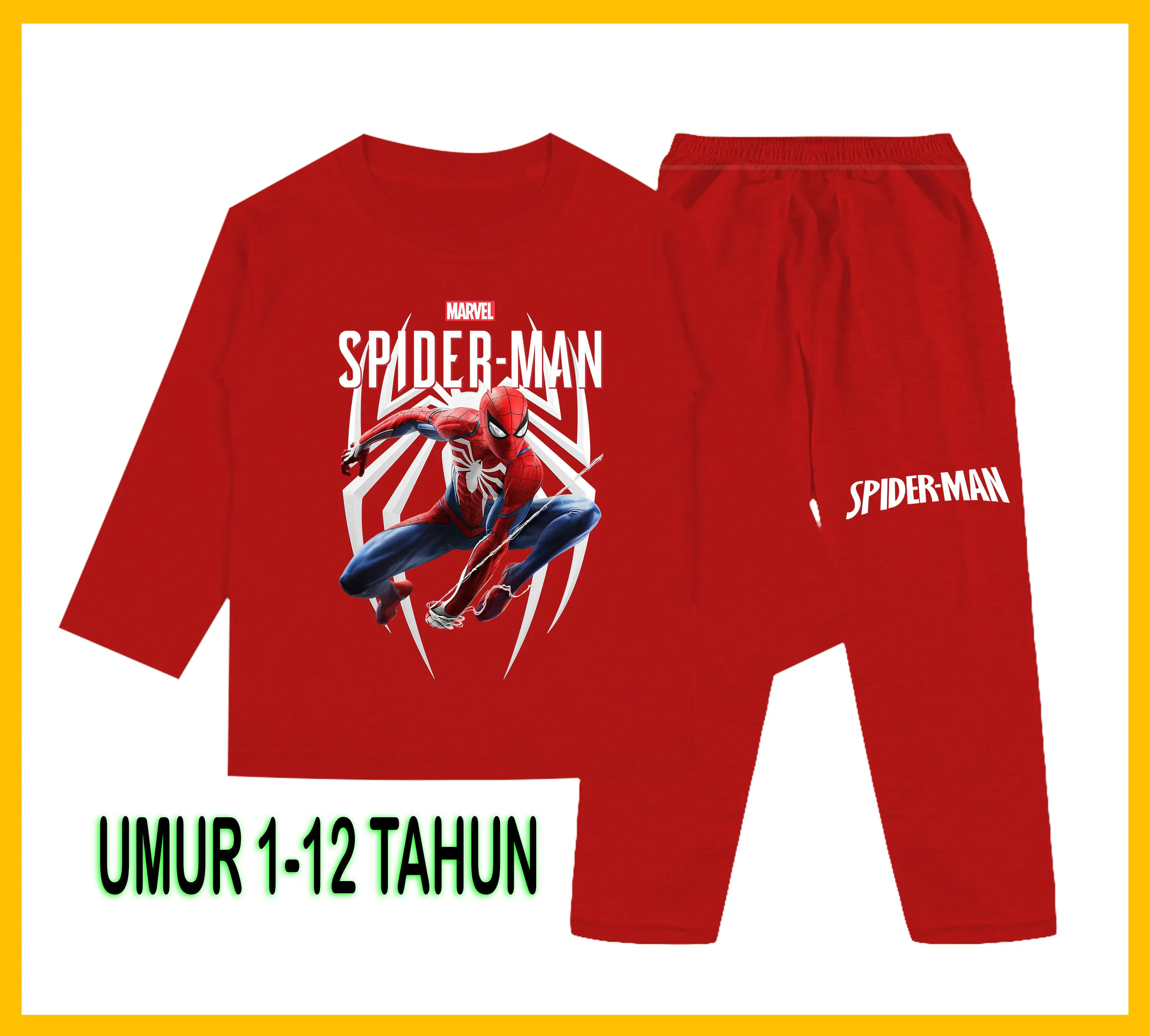 Setelan Anak Model Spiderman Lengan Panjang dengan Sablon Berkualitas - Baju Anak Fashion - Celana