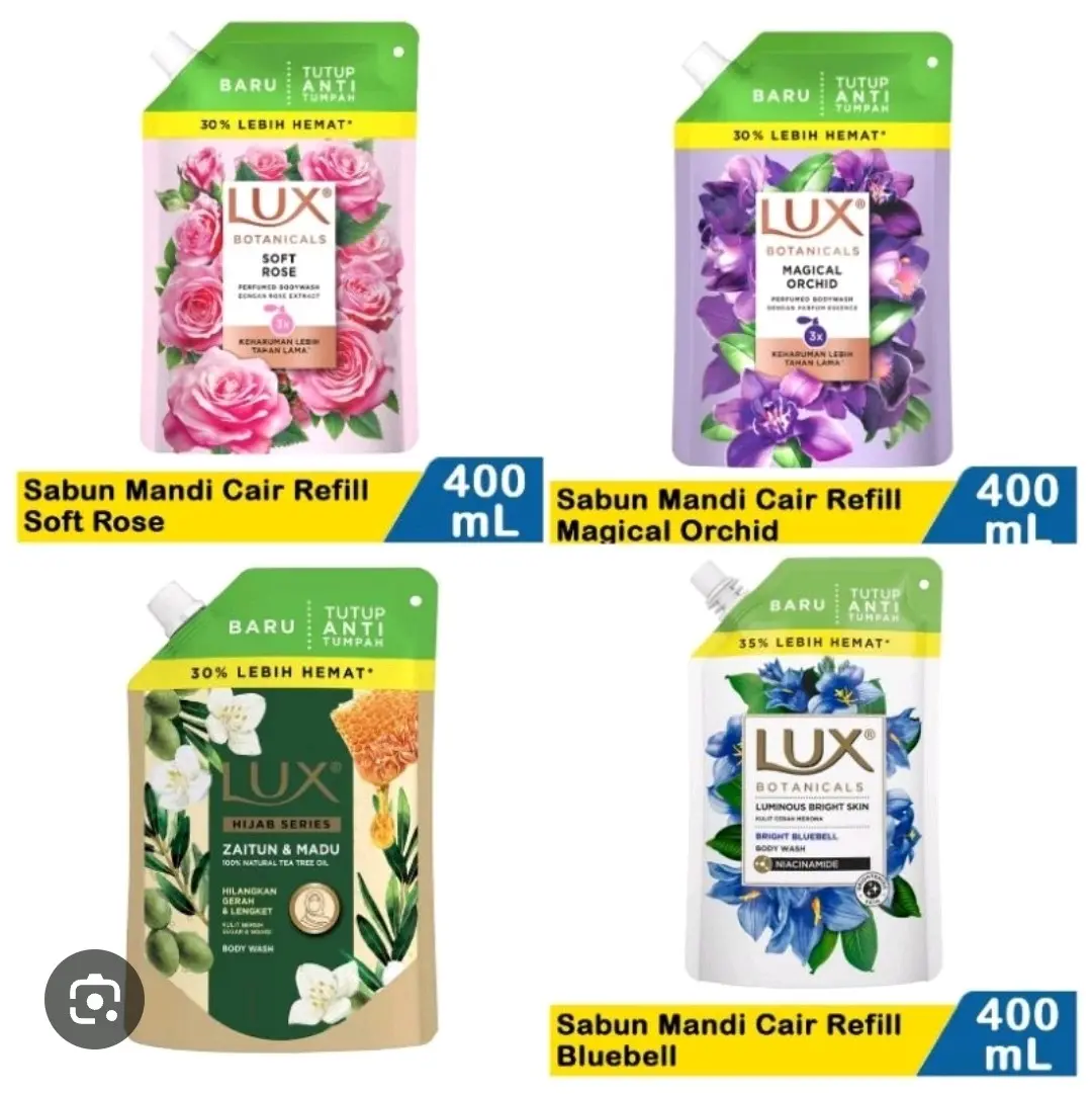 Lux bodywash sabun cair refil 400ml membersihkan badan Melembutkan Tubuh