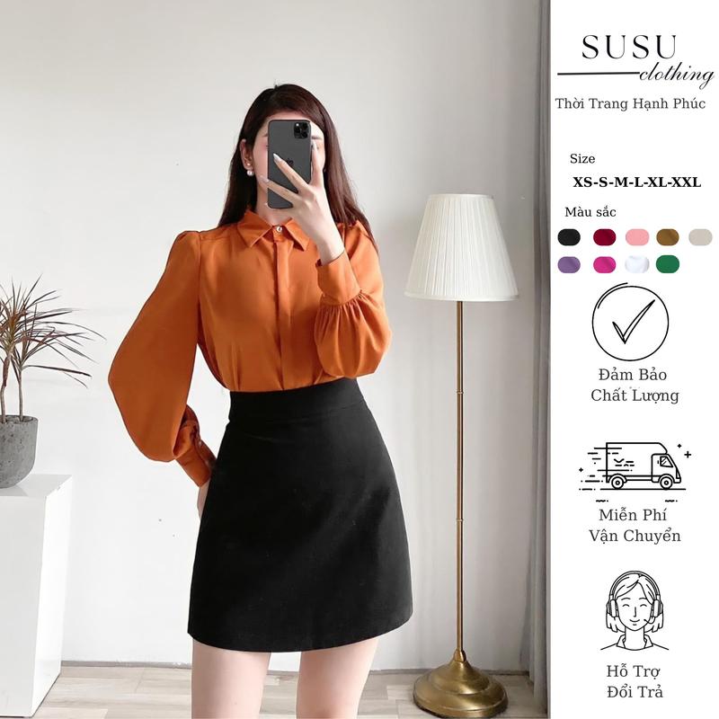 Chân váy chữ A trơn dài trên gối có quần phù hơp đi chơi đi làm dài A42cm SuSu clothing