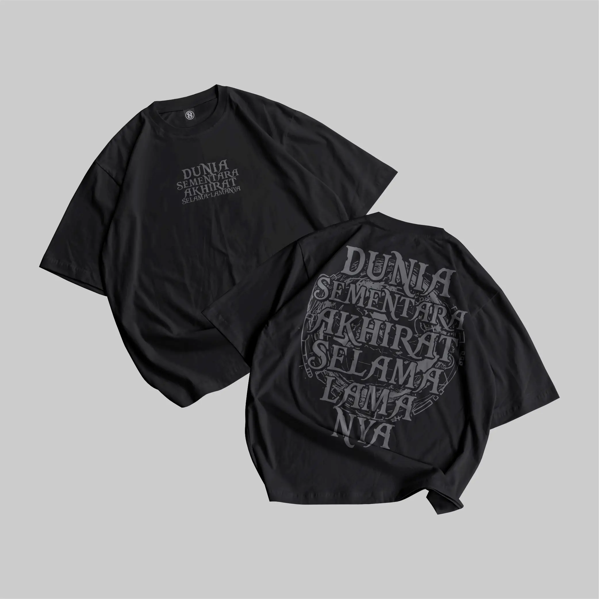 Kaos Dakwah Islam Dunia Sementara/Baju Kata-Kata Islam Dunia Sementara/Baju Distro Dewasa Katun Combed Hitam Pria
