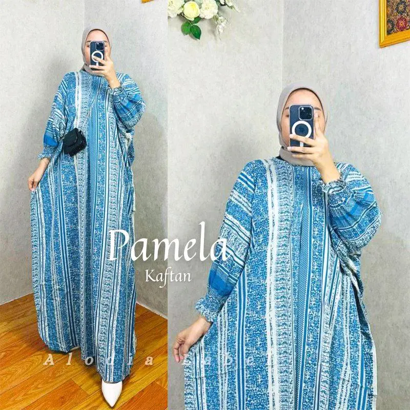 New Pamela kaftan jumbo bahan rayon busui muat sampai bb 150kg Hanya Boleh Dicuci Dengan Tangan Brown gami skaf 6