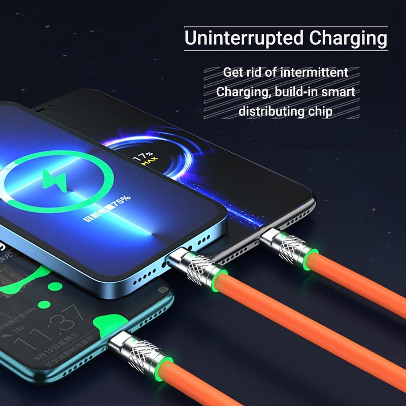 Product Introduction of BROWEY  Multi Charging Cable, 3 in 1 Charger Cord, 60W USB-C Fast Charge, 4ft Multiple USB Cable Universal Charging Cord with iOS/Type-C/Micro USB, for Phones, iPad, MacBook 7