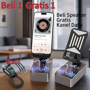Beli speaker dapat kabel data 3-in-1 gratis. Stand HP Multifungsi 1000mAh dengan Speaker Bluetooth untuk Penggunaan Sehari-hari Suara Jernih Kabel Data Gratis