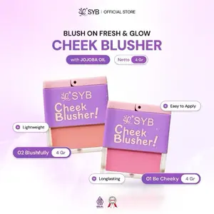 SYB Cheek Blusher Blush On Fresh and Glow Pemerah Perona Pipi Pewarna Wajah Memerahkan Peach Pear Compact Lasting Cherry Kosmetik Berry