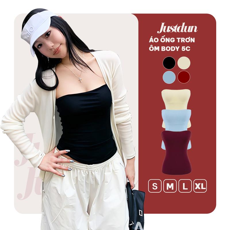 Áo 2 Lớp Không Lộ Áo Ống Trơn Ôm Body JUSTDUN 5C - Basic Vải Cotton Mịn Co Giãn Mềm Mại