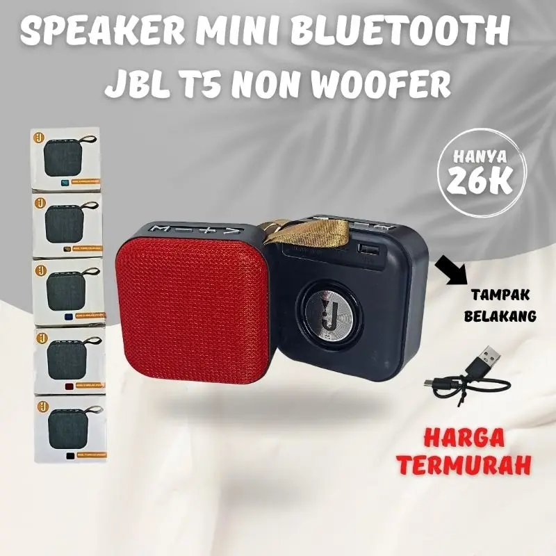 Speaker Bluetooth Portable T5 Wireless Speaker Termura SPEAKER T5 SUPER BASS Wireless box music Kotak Hijau Army Merah Support USB Micro SD full Bass Handphone Speker 8