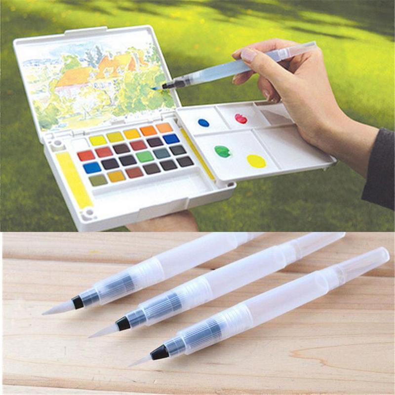 Bộ Dụng Cụ Vẽ Nước, 3 Cái, Bút Mực Phi Công, Cọ Vẽ, Màu Nước 0