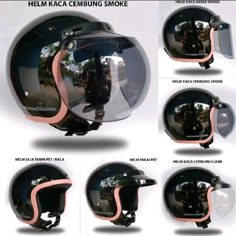 helm bogo solid hijab list pink warna polos pelingdung kepala saat berkendara motorcycle SNI ukuran universal (menyesuaian M,L,XL) cargloss keren 1
