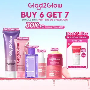 [Hemat] Glad2Glow 6in1 Super Glow Set -Niacinamide Body Serum+Niacinamide Cleaser+Brightening Moisturizer+Brightening Serum+Remover 130ml | Retinol Set For Retinol Body Serum +Moist+ Serum | Acne Set For Peeling Solution+Gel Cleanser Suitable for all skin