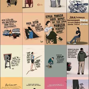 [16PCS] poster dinding kamar tema KATA KATA ukuran A6 free perekat free bubble warp