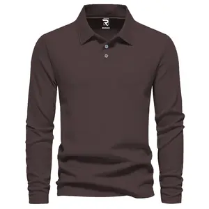 Rizgo - Kaos Polo Distro Polos Lengan Panjang Kerah T-Shirt Pria & Wanita Coklat