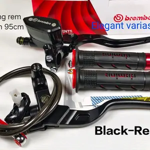 Kombo Rem Master Oval + Dominoo Grip + Jalu Stang + Selang Rem Depan untuk Motor (95cm/90cm) Handgrip Kopling Motorcycle