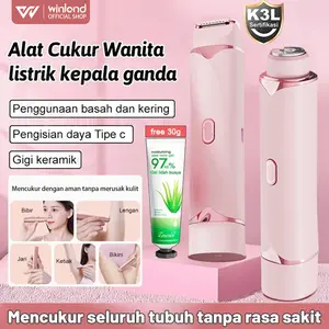 [Versi Premium] Winland Alat Cukur Wanita Kepala Ganda Tahan Air IPX7 Epilator Shaver Hair Pencukur Bulu Ketiak Mini Dual Head Desain Kepala Ganda Tahan Air