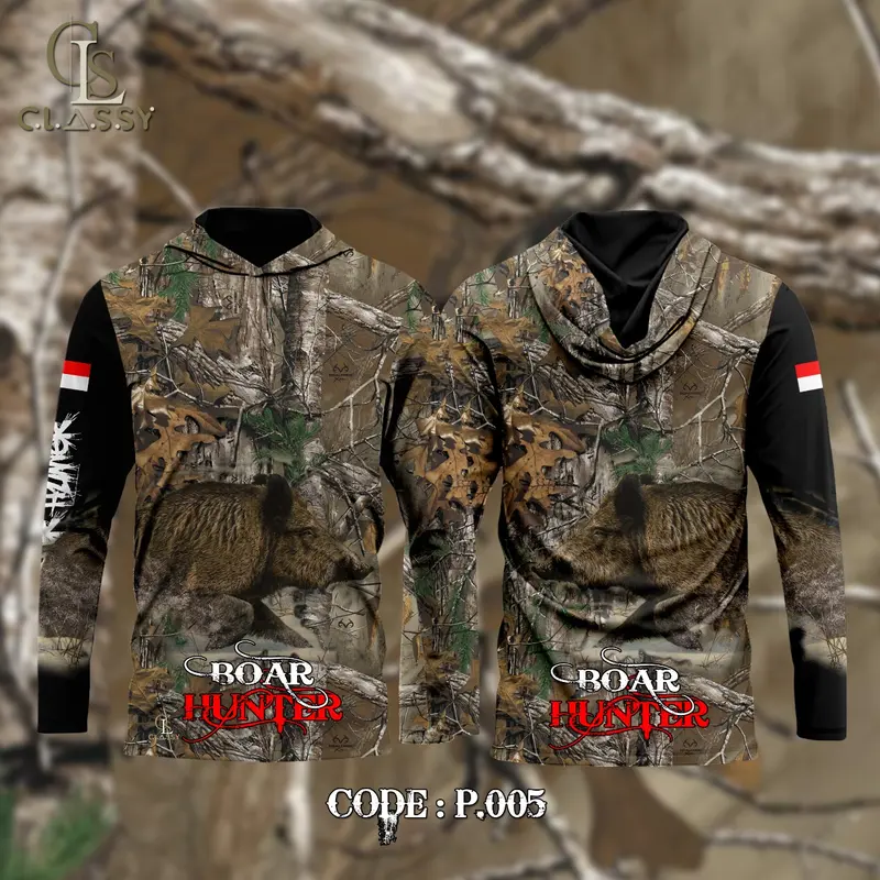 Classy Company | Hoodie Shirt | Baju Pemburu Babi ( PORBI ) Logo Motif | Pakaian Outdoor Atasan Pria Panjang Kombinasi 4