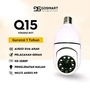 CCTV V380PRO Q15 PTZ KAMERA CONNECT WIFI KEAMANAN LAMPU BULB 1080P 355°/120° PENGAMATAN MALAM INFRAMERA SUARA DUA ARAH PEMANTAUAN JARAK JAUH PONSEL - Camera