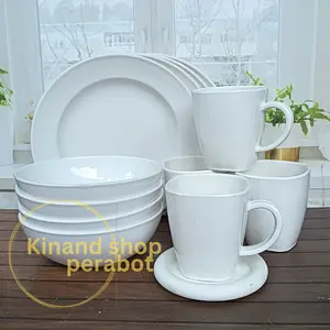 PROMO SET ISI 12 PCS MELAMIN TEBAL 4 PIRING 4 AMNGKUK 4 CANGKIR TEBAL TAHAN PANAS