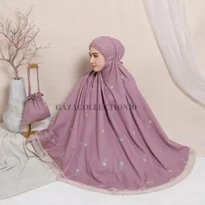Mukena mukenah dewasa jumbo bordir bunga melati 2in1 katun premium Muslim Cantik Mewah Motif