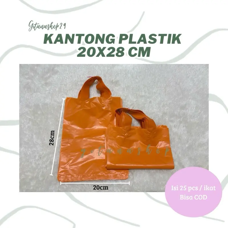 [25pcs] Kantong Plastik Shofthandle - Plastik Olshop - Shopping Bag Polos Uk. 20x28