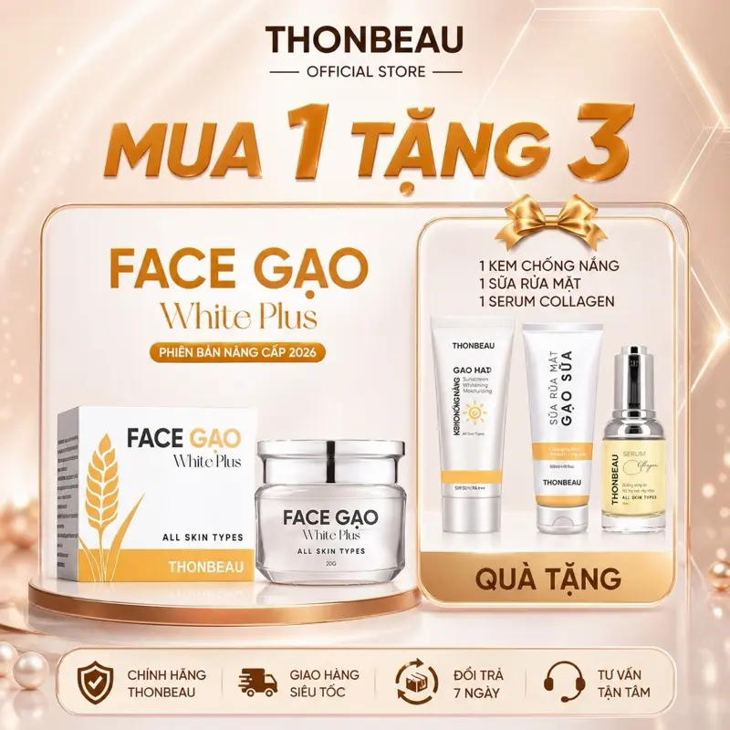 KEM FACE GẠO Plus [Tặng Serum Collagen Yến +Tặng 1 Chai Sữa Rửa Mặt 40ml + 1 Chai Kem Chống Nắng nhỏ 25ml] - Skincare