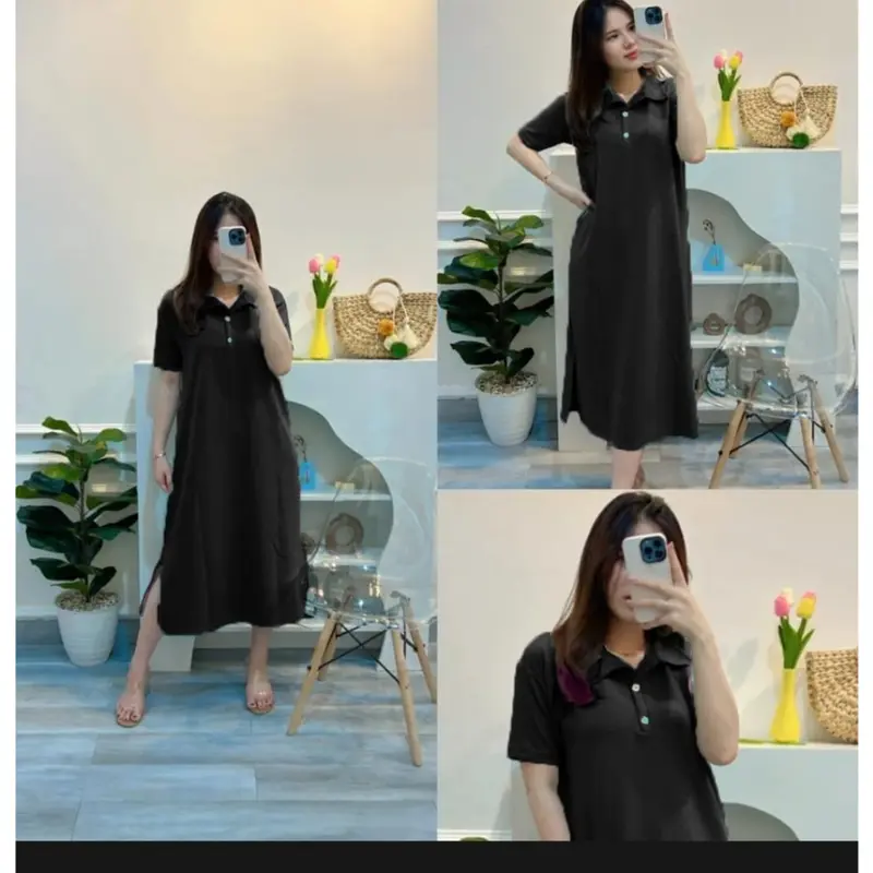 MIDI DRESS MOZA CRINKLE AIRFLOW Daster Fuji Korean Style/Dres Airflow Kekinian/Daster Cringkle Airflow Viral 2023 3