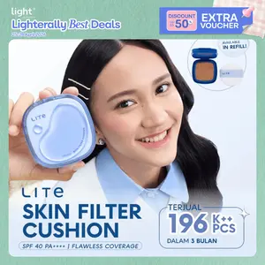 Light+ Cushion Lite Skin Filter Cushion 11 g - Refill Make Up Ringan Tahan 8 Jam Flawless Coverage Powder Foundation Glad Setting BB Cream Soft Satin and Glow Lightening | Light Plus | Light + | Makeup