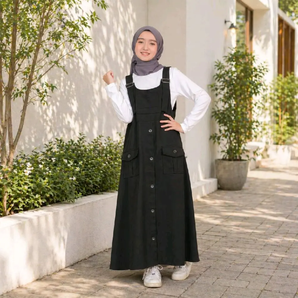 Overall Dress Anak Perempuan Kekikian Terbaru 2026 Bahan Katun Combed Lucu Usia 7 - 15 Tahun Best Seller