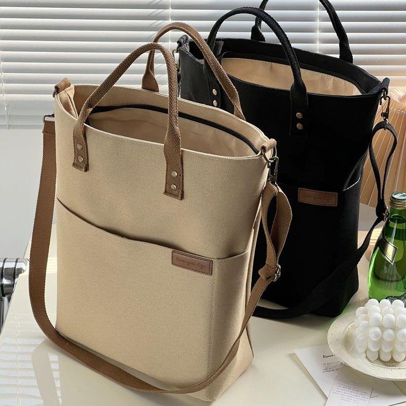 Túi Tote Đi Lại Có Khóa Kéo Chất Liệu Vải Bố Dày Dặn Túi Đeo Vai Châu Âu Túi Xách Thường Ngày Và Nghệ Thuật Túi Đeo Chéo