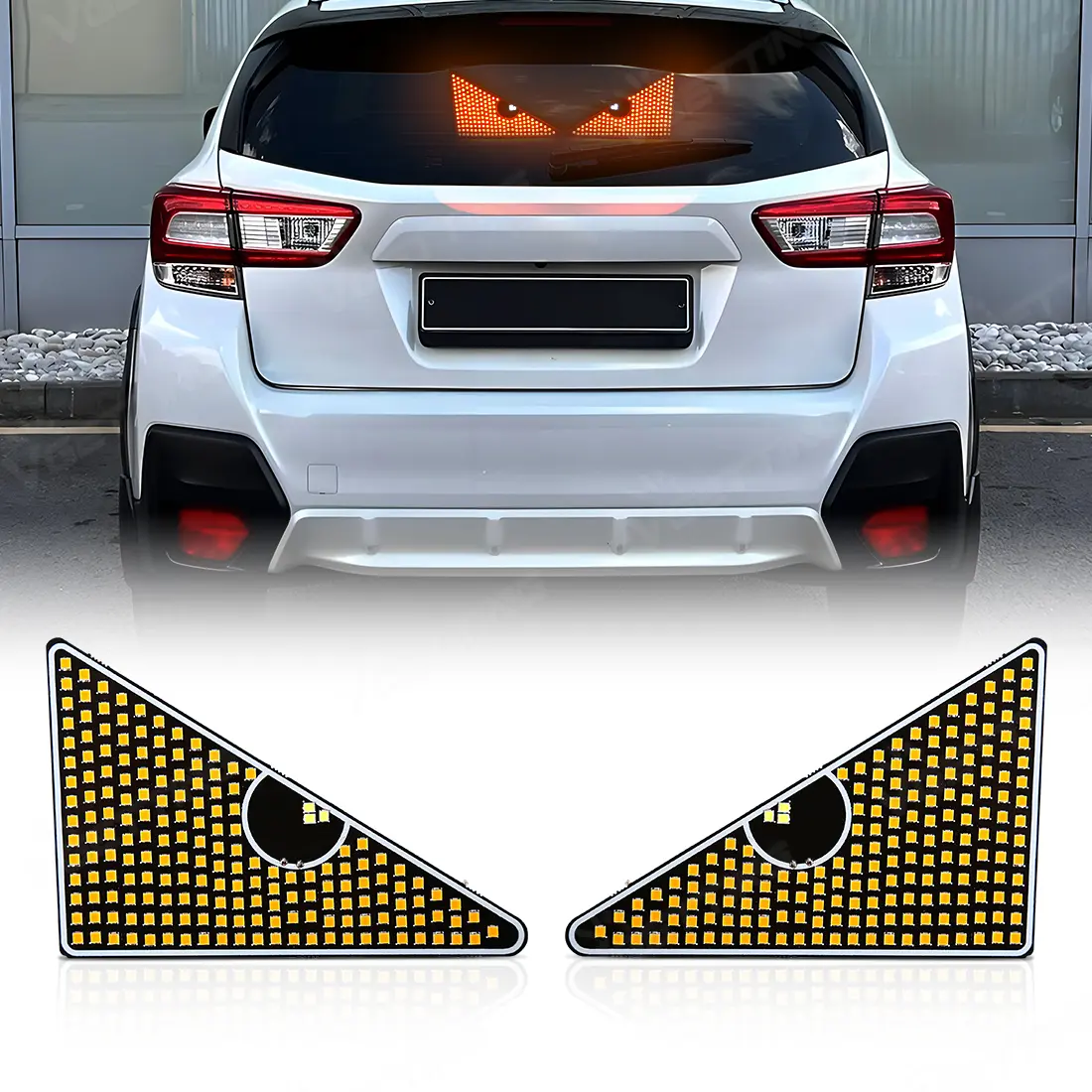 2Pcs Car LED Decorative Light Devil's Eye Rear Warning Light Red Devil Eye Atmosphere Light Auto Decoration Accessories