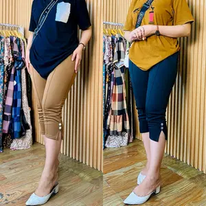 Celana 3/4 Kancing Scuba Halus Lembut Panjang Sebawah Lutut