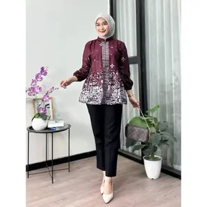 PO LD 130-150ATASAN BLOUSE BATIK WANITA MODERN TERBARU LENGAN PANJANG BAHAN KATUN